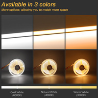 Mini coupe COB LED bande lumineuse 1mm coupe Pro FOB COB barre lumineuse 12V 3000K 4000K 6000K RA90 528LEDs/m 8mm largeur