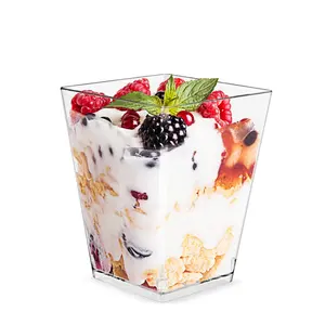 <span class=keywords><strong>Caja</strong></span> <span class=keywords><strong>fuerte</strong></span> para lavavajillas, suministros de fiesta de grado alimenticio, taza cuadrada desechable de plástico para mousse, 160ml - Product Image 1