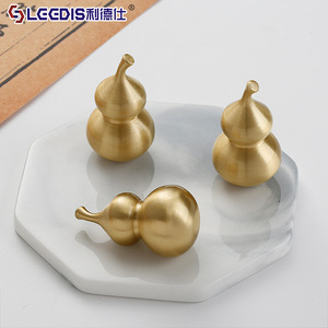 LGEDIS Solid Brass Gourd Cabinet <b>Handle</b> <b>Copper</b> Natural Color Single Hole Chinese Style Furniture Hardware - Product Image 1