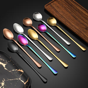 Cuchara para hielo de acero inoxidable 304, cuchara iridiscente extendida con revestimiento de titanio para café, té, miel, postre, agitación, reutilizable, moderna - Product Image 3