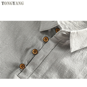 TONGYANG 2024 New Hot Selling Summer <strong>High</strong> Quality Breathable Soft Short Sleeve Solid <strong>Mandarin</strong> <strong>Collar</strong> Men Cotton Linen <strong>Shirts</strong> - Product Image 6