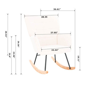 Sillas mecedoras con acento de terciopelo, Wingback sillón reclinable, muebles para sala de estar - Product Image 2