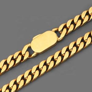 Chaîne de collier cubaine en acier inoxydable plaqué or 18 carats pour hommes, style hip-hop, vente en gros, personnalisée - Product Image 5