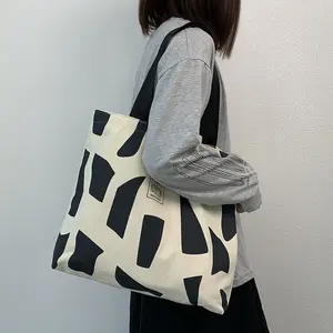 Handmade Women's Eco Shopping Tote Bag Kids Cotton Printed Teenagers Shoulder Bag