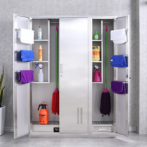 Gabinete de Almacenamiento para Herramientas de Limpieza, Soporte para Mopa de Acero Inoxidable 201/304, Diseño Rectangular Resistente para Uso Escolar y Doméstico - Product Image 1