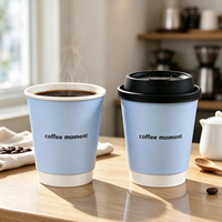 Gobelets en papier à double paroi isolés pour boissons chaudes à emporter, écologiques, biodégradables, avec logo personnalisé imprimé, 8 oz, 12 oz, 16 oz
