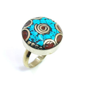 Anillos de turquesa tibetana para mujeres y niñas, anillos tibetanos de moda, joyería a granel, proveedores de joyería al por mayor - Product Image 3