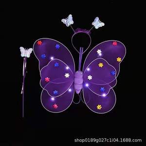 Ali di Farfalla Luminose per Costume da Bambina, Decorazione Posteriore con LED, Giocattoli, Meravigliosa Bacchetta Magica, Set da Fata dei Fiori per Feste di Compleanno - Product Image 3