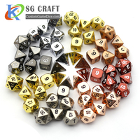 Dés à jouer en métal personnalisés de haute qualité, logo métallique personnalisé, impression sérigraphique, 7 pièces, dés polyédriques en tungstène avec boîte en métal