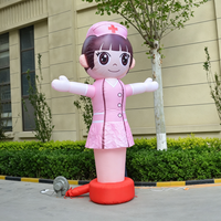 Costume de mascotte gonflable personnalisé en tissu Oxford, résistant à l'eau, avec personnage infirmière de dessin animé agitant la main, pour publicité professionnelle