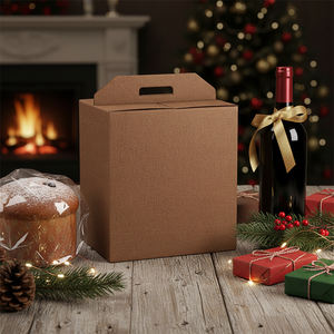 10pcs <b>Christmas</b> <b>Gift</b> Box Panettone Holder Bottle Briefcase Medium Graphic Cardboard Silk Brown Recycled Materials Rigid <b>Boxes</b> - Product Image 3