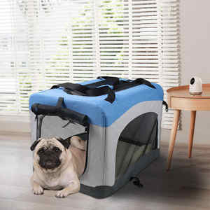 กรงสัตว์เลี้ยงแบบนิ่มพับได้<span class=keywords><strong>2</strong></span>ประตูกระเป๋าใส่สัตว์เลี้ยงมีสายรัดและเสื่อขนแกะสำหรับสุนัขแมว - Product Image 1