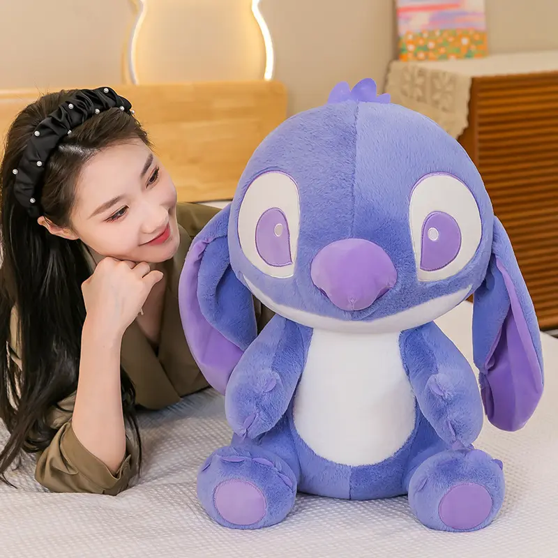 Vente en gros de poupées en peluche Lilo & Stitch 35/45/55 cm, rose, bleu, mignon, dessin animé, cadeau en peluche