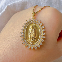 Nouveautés Vente en Gros Collier Pendentif Religieux Personnalisé Vierge Marie Plaqué Or Vintage Classique Spirituel
