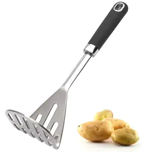 Food Smasher Tools  Stainless Steel Potato Masher With Non-Slip Rubber  Handle For Babys Food Fruit Vegetable Purees (24.5×8cm/9.64×3.14in) 