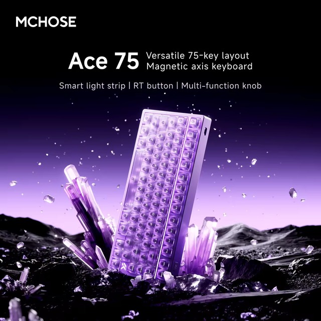 MCHOSE Ace 75 Hall Effect Magnetic Switch Wired Gaming Keyboard Rate RGB Backlight RT Adjustable Compact Esports Keyboard