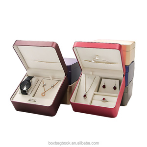 Nhà Máy Bán buôn PU da Vòng đeo tay mặt dây chuyền Quà Tặng Bao bì hộp Pouch xách tay dập nóng da hộp cặp với logo - Product Image 4