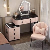 Offre Spéciale Coiffeuse Moderne Intelligente en Bois Massif avec Recharge Sans Fil et Miroir Lumineux Multifonction pour Chambre à Coucher
