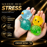 Grandes boules anti-stress sensorielles moelleuses et scintillantes en forme d'animaux Kawaii, jouets Mochi Squishy amusants et doux en plastique, promotionnels