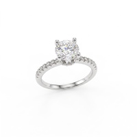 Bague classique en moissanite à quatre griffes avec pierre centrale de 1 carat, design premium en laiton