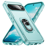 Coque de protection intégrale antichoc robuste pour Google Pixel 8 Pro avec protection d'écran et d'objectif d'appareil photo, anneau en PC intégré, couleur unie