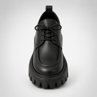 Chaussures Oxford vintage en cuir pour femmes, à lacets, bout rond, semelle plateforme épaisse
