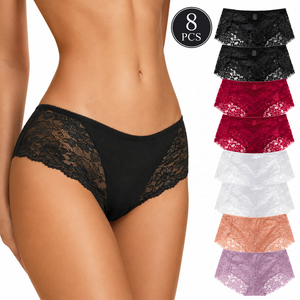 8 paquets en stock entrepôt US – Culottes sexy en dentelle pour femmes, logo personnalisé, respirantes, taille mi-haute, coupe coquine, livraison rapide - Product Image 1