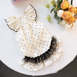 Cute Polka Dot <b>Dog</b> Dress With Lace Trim <b>For</b> <b>Small</b> Pets Breathable Sleeveless Polyester Pet <b>Clothes</b> - Product Image 2
