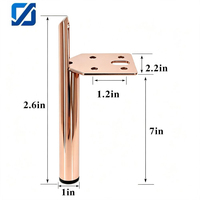 Patas Metálicas en Forma de L de Alto Brillo Rosy para Muebles, Patas de 7 Pulgadas para Mesa/Sofá/Gabinete con Cubierta de Goma, Fácil Instalación, Diseño Resistente
