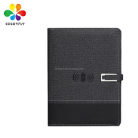 Carnet PU A5 cahier personnalisé impression Smart Fingerprint Lock Notebook avec chargement sans fil et USB