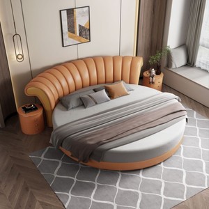 Muebles de Dormitorio para el Hogar Cama de Diseño Moderno con Respaldo Suave Precio al por Mayor Cama Doble Redonda de Madera Tamaño King Personalizada en Venta - Product Image 6