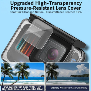 Estuche Impermeable con 8 Filtros, <span class=keywords><strong>Carcasa</strong></span> Protectora de Buceo de Vidrio Templado para PC, Estuche Impermeable de 60M para <span class=keywords><strong>GoPro</strong></span> Hero 10/11 - Product Image 6