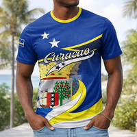 Camiseta Personalizada con el Escudo de Curazao, Estilo Mapa y Bandera, Personaliza Tu Logotipo, Camisetas de Curazao al por Mayor para Hombre