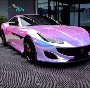 Vinilo Adhesivo para Automóviles, Color Rosa Holográfico Láser Cromado, Efecto de Cambio de Color, Verde Satinado, Fibra de Carbono, Rollo de Vinilo para Automóviles, Color Rojo Mayte - Product Image 5