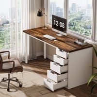 Bureau d'ordinateur moderne et simple, 47 pouces, avec 5 tiroirs réversibles, table d'étude et d'écriture en brun rustique