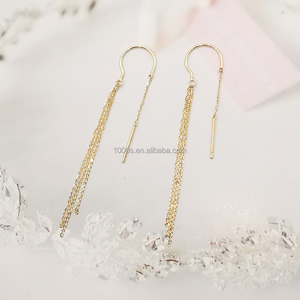 Pendientes de aros colgantes de oro de 18K para mujer, novedad, 1000 - Product Image 3