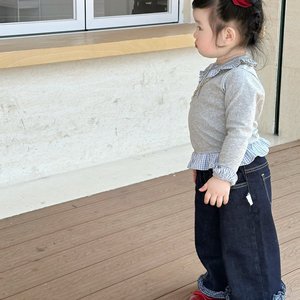 Girls Casual Spring Outfit Long Sleeve T-Shirt And Jeans Set Cotton Solid Color For Baby Girls - Product Image 2