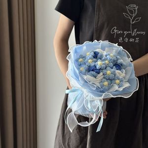 Bouquet tissé en fil tricoté à la main, tournesol et rose, cadeau pratique haut <span class=keywords><strong>de</strong></span> gamme pour la fête des enseignants en Chine, cadeau d'anniversaire pour <span class=keywords><strong>homme</strong></span> et femme - Product Image 3