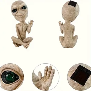 Estatua de alienígena con energía Solar, decoración de jardín de resina para Patio, regalo al aire libre para <span class=keywords><strong>el</strong></span> nuevo hogar, decoración al aire libre para amantes del vecindario - Product Image 6
