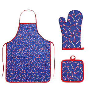 Giáng sinh nhà bếp lò Mitt và nồi chủ Tạp dề đặt Giáng sinh cây bông nhà bếp đặt găng tay Găng tay Găng tay potholders tạp dề - Product Image 4