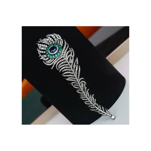 เข็มกลัดขนนกยูงเงินแท้หรูหรา ประดับเพชรซิคอน สำหรับงานหมั้น งานแต่งงาน ของขวัญสำหรับสุภาพสตรี - Product Image 2