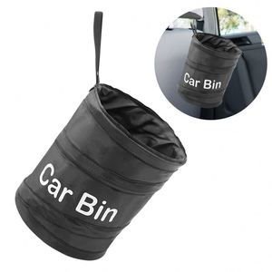 Portable Double-Layer Oxford Cloth <b>Car</b> Trash Can Small Trash <b>Bin</b> Zipper Closure Convenient Folding Special Purpose Bags Cases - Product Image 2