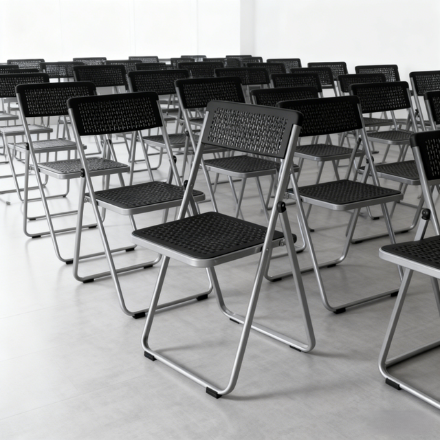 Factory Direct Sales Indoor Conference Folding Chair Metal Frame PP Plastic Backrest Seat Chair