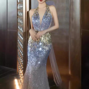Nuevo gradiente azul anfitrión colgando <span class=keywords><strong>cerca</strong></span> de sirena estrellada mujeres vestidos de noche elegantes - Product Image 3
