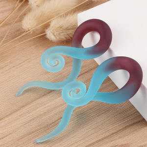 أقراط زجاجية يدوية الصنع على شكل قطرة دمعة من إيفورت، موسعات وأوزان وحلقات للثقب، مجوهرات للجسم - Product Image 1