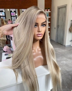 Nuova Collezione: Parrucca in Capelli Umani Europei ad Alta Densità con Cuticole Allineate, <span class=keywords><strong>Biondo</strong></span> <span class=keywords><strong>Platino</strong></span>, Liscia come Seta, con Frontale in Pizzo HD - Product Image 2