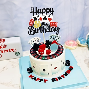 Décoration de gâteau de <span class=keywords><strong>casino</strong></span>, jeu de poker, joyeux anniversaire, décoration de soirée sur le thème du <span class=keywords><strong>casino</strong></span> de Las Vegas, fournitures pour fête d'anniversaire - Product Image 4