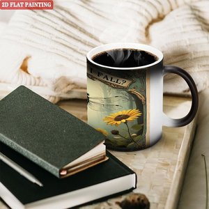 Tasse magique portable légère de voyage, noire givrée, 11 oz, en céramique, activée par la chaleur - Product Image 3