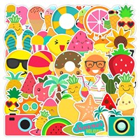 Autocollants Mignons Été Rafraîchissant 60 Pièces : Noix de Coco, Tranche de Citron, Soda, Lunettes de Soleil – Décalcomanies en Vinyle Étanche pour Coque de Téléphone
