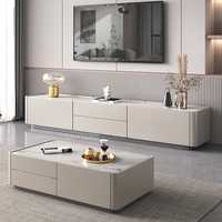 Meuble TV de luxe Meuble TV Unité de télévision Table basse en ardoise blanche Table à thé